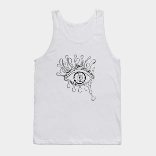 Surreal Dali Drippy Eye Stipling Pen Drawing Tank Top